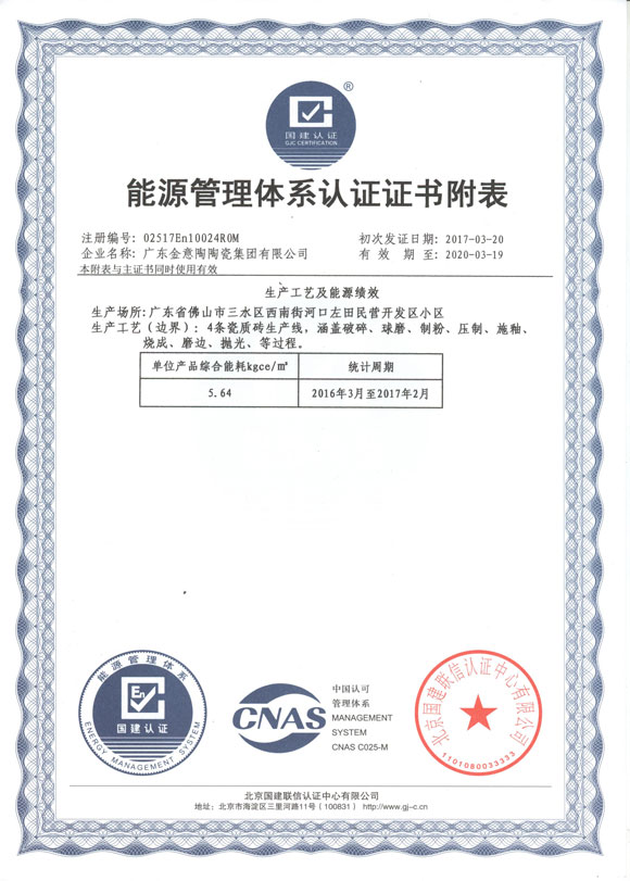 能源管理体系认证证书附件
