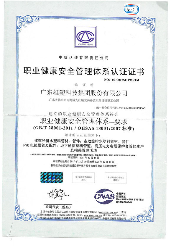 职业健康安全管理体系认证